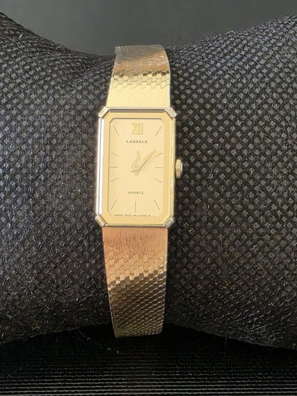VTG Seiko Lassale 2E50-5029 Full Gold Tone 13mm Tank Women's Watch Japan Works